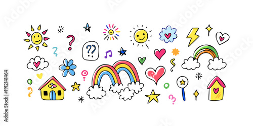 A vibrant collection of diverse emojis representing various emotions and objects Vector