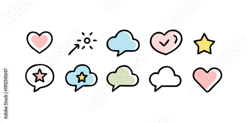 A delightful array of colorful emojis representing various emotions and objects. Vector