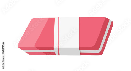 A red gift box with white ribbon on a plain white background viewed from above