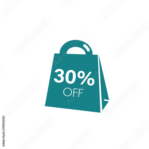 30 Percent Off Bag Icon With Sale