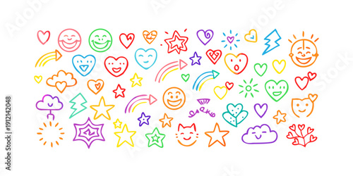 A vibrant and colorful collection of diverse icons and symbols Vector