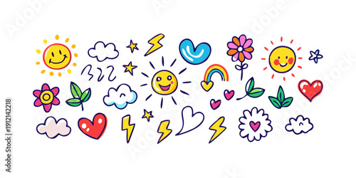 A colorful array of various emojis representing different emotions and objects Vector