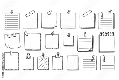 Set of Handwritten Notes and Reminders on Clipboards, flat design vector illustration