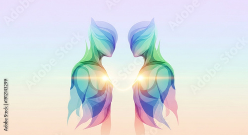Vibrant abstract wings with radiant light symbolizing freedom and harmony