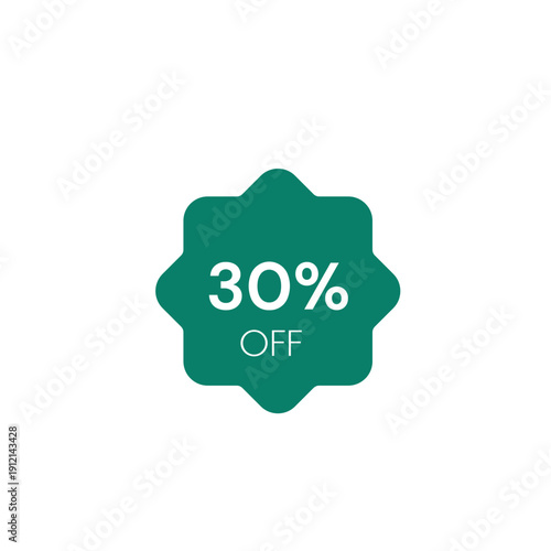 30 Percent Off Discount Rounded Crisp Badge Icon With Sale