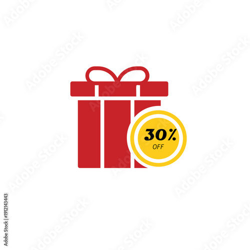 30 Percent Off Gift Discount Icon With Sale