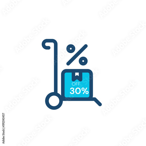 30 Percent Off Hand Truck Icon Sale