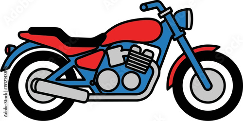Red Motorcycle Vector Illustration on White Background