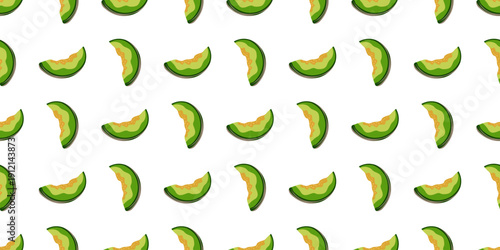 Melon Illustration background. Seamless pattern with sliced melon Vector
