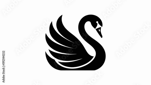 A black swan logo on a white background with elegant design