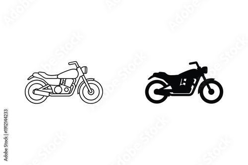 Motorcycle outline and silhouette vector illustration