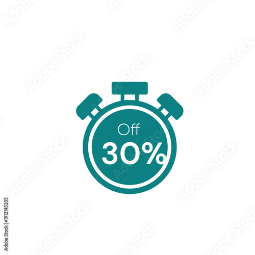 30 Percent Off Timer Clock Sale Icon