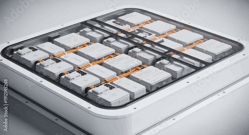Battery pack assembly with cells and wiring inside a container