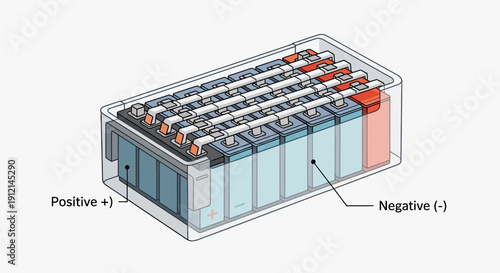 Battery pack illustration detailed view of electrical components and connections