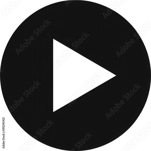 Black play button in white circle on black triangle isolated on a transparent background
