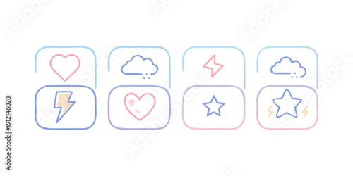 A collection of various icons representing different weather conditions and activities Vector