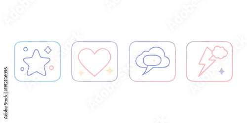 Four colorful icons representing different emotions and actions Vector