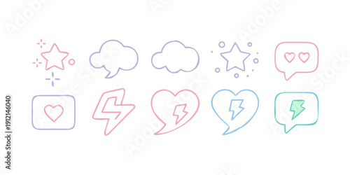 A collection of diverse and colorful emoji-style icons representing various weather conditions and emotions Vector
