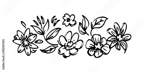 A delicate and intricate floral arrangement with a variety of flowers and leaves Vector