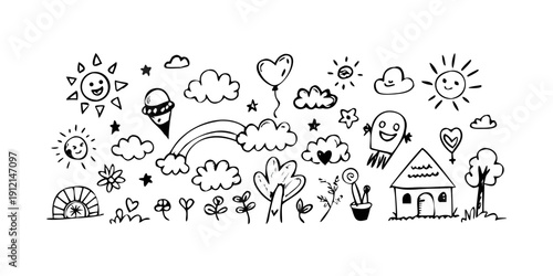 A diverse collection of people and activities in a community setting. Vector