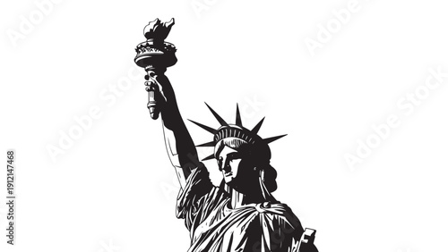 Iconic Statue of Liberty silhouette and monument representing liberty and freedom for travel and culture.