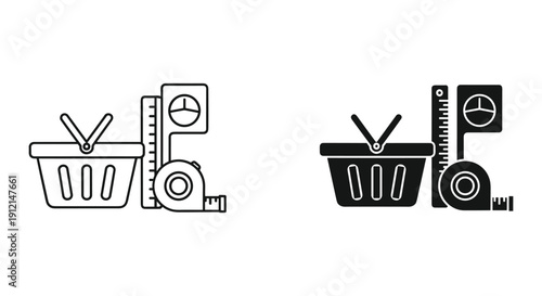 Recycling bins with clock and checklist vector illustration flat design