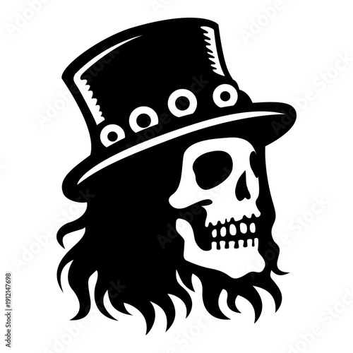 Skull Wearing Hat Icon. Rockstar icon