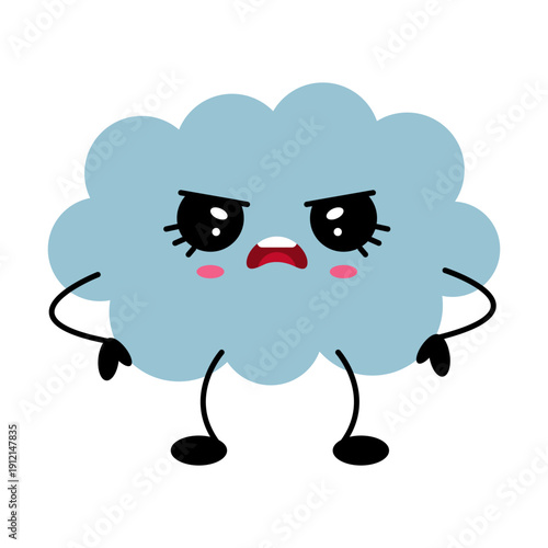 Weather dissatisfied cloud character. Funny cloud character.