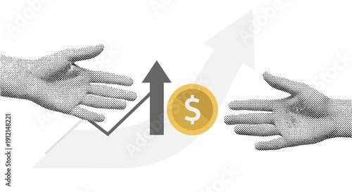 Hands exchanging money with rising graph Vector (11) for finance