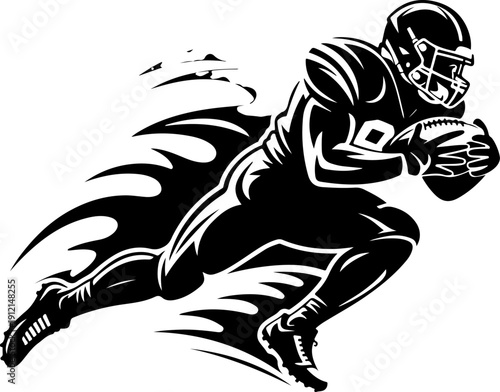 American Football Player Helmet Front View Black and White Vector Set
