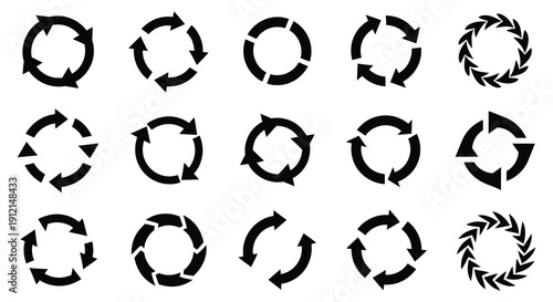 A grid of circular arrow symbols showcases varying degrees of completion and direction forming a repeating pattern high quality