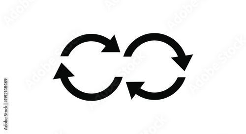A minimalistic graphic depicts a circular flow of two arrows representing recycling or continuous processes high quality professional detailed