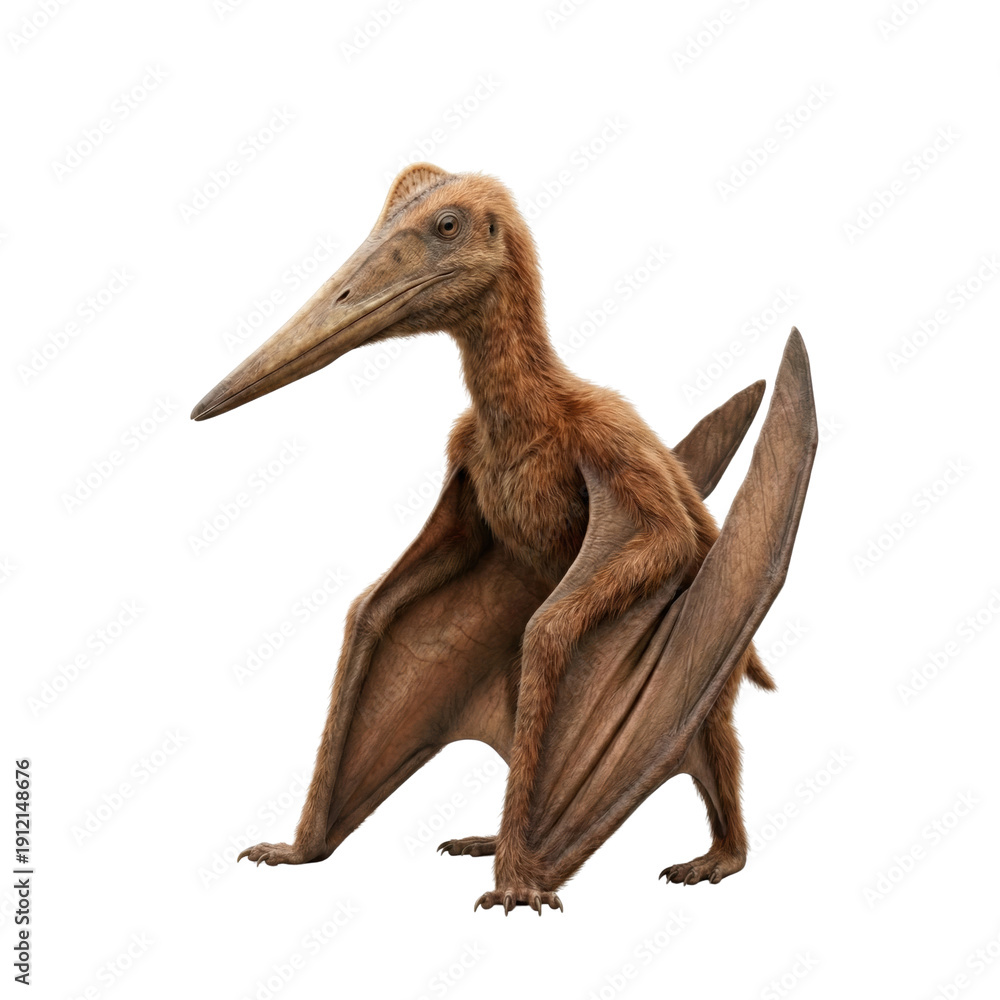Fototapeta premium Pteranodon pterosaur sitting isolated. Prehistoric flying reptile.