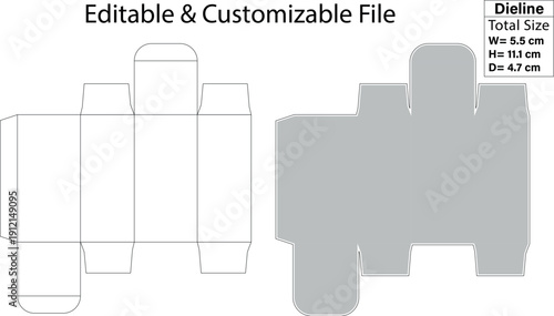 Dieline Layout package design, dieline custom template box design, Custom dieline template format, diecute template and box design.