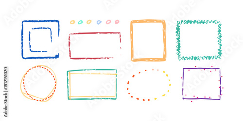 Assorted dotted and dashed shapes in various colors and sizes Vector