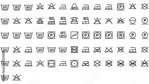 Comprehensive Professional Textile Care Laundry Symbols and Instructions Grid