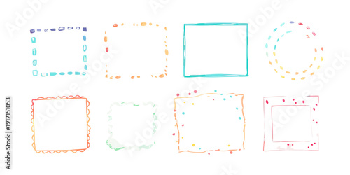 Assorted colorful dashed and dotted line squares and rectangles Vector