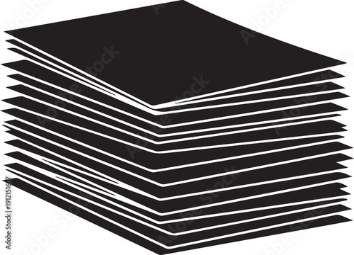 Stack of official documents vector illustration silhouette administrative paperwork line art records pile