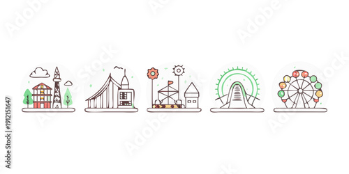 Illustrations of various services and activities for a community center Vector