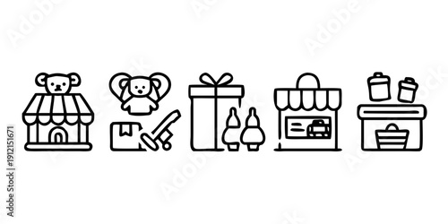 A delightful illustration of various gift-related icons and activities Vector