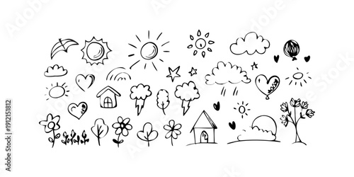 Assorted black and white icons representing various objects and concepts Vector