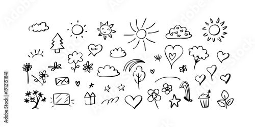 A delightful collection of diverse and charming doodle art illustrations Vector