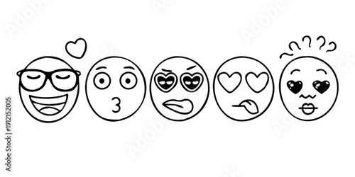 A series of expressive emoji faces displaying a range of emotions and reactions Vector