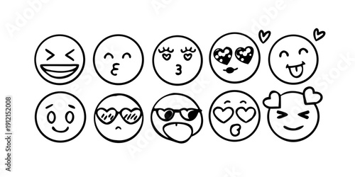 A diverse collection of expressive cartoon faces showcasing various emotions and styles Vector