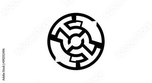 Simple black and white abstract circular logo design element.