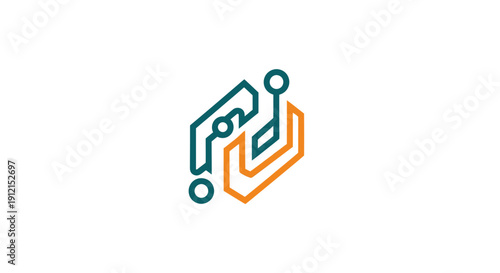 Abstract geometric shapes forming a stylized logo design.