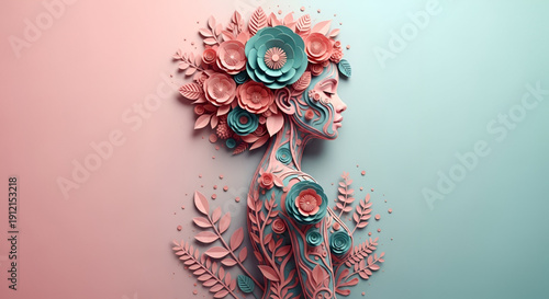 Elegant floral woman portrait illustration celebrating femininity beauty creativity and empowerment for international womens day design background poster vector artwork