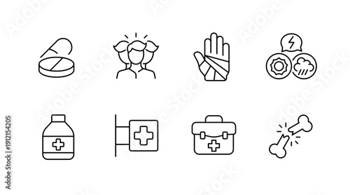 Medical shield icons: health protection and care symbols