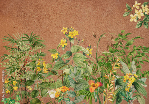 Wallpaper Mural Landscape Antique Watercolor botanical garden art Torontodigital.ca