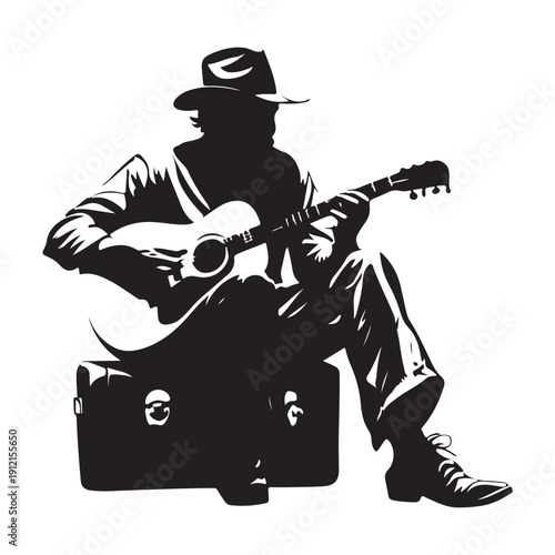 Guitar Player Silhouette vector cut files
